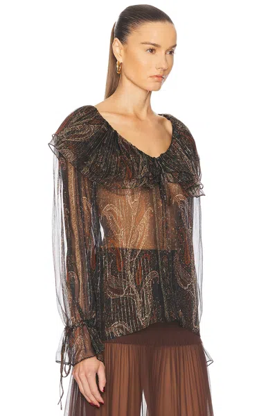 Saint Laurent Sheer Blouse In Multicolor Fonce