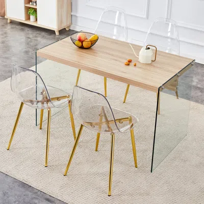 Streamdale Furniture Streamdale Modern Table And Chair Set Mdf Table And Acrylic Chairs