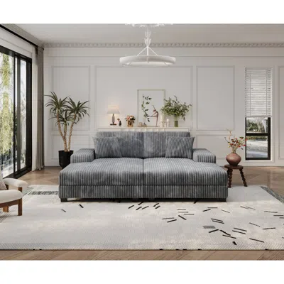 Streamdale Furniture Streamdale Elegant Corduroy Sofa Bed With Square Arms And Plush Cushion