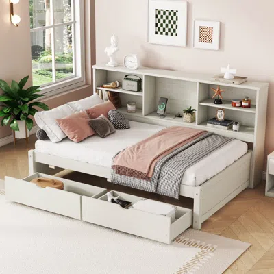 Streamdale Furniture Streamdale Twin Bed Frame With Bookshelves, Drawers, & Usb Port