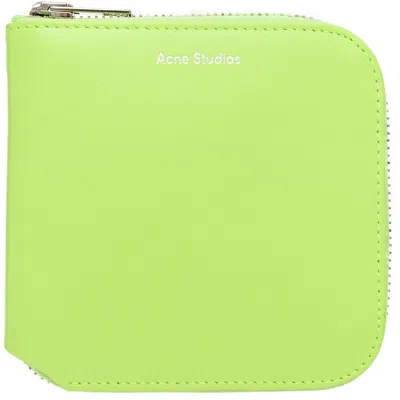 Acne Studios Leather Logo Wallet In Green