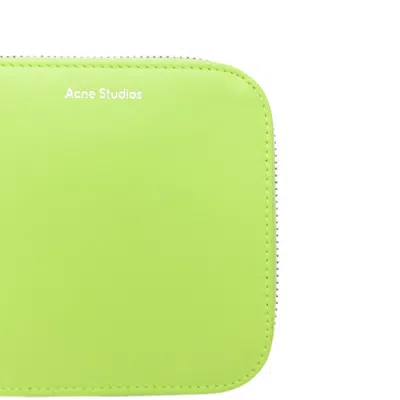 Acne Studios Leather Logo Wallet In Green