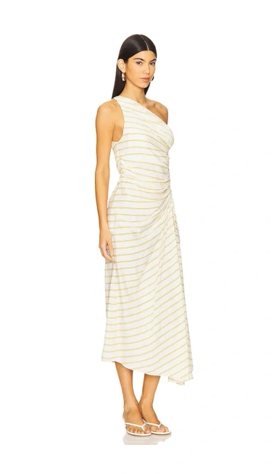 A.l.c Carolyn Striped One-shoulder Midi Dress In Yellow