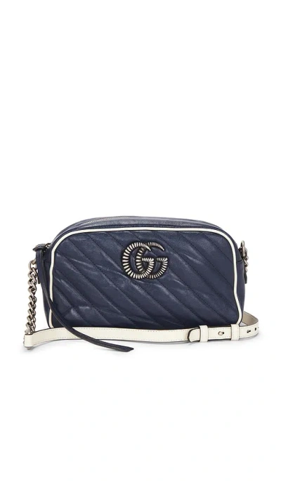 Fwrd Renew Gucci Gg Marmont Shoulder Bag In Navy