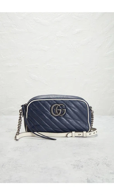 Fwrd Renew Gucci Gg Marmont Shoulder Bag In Navy