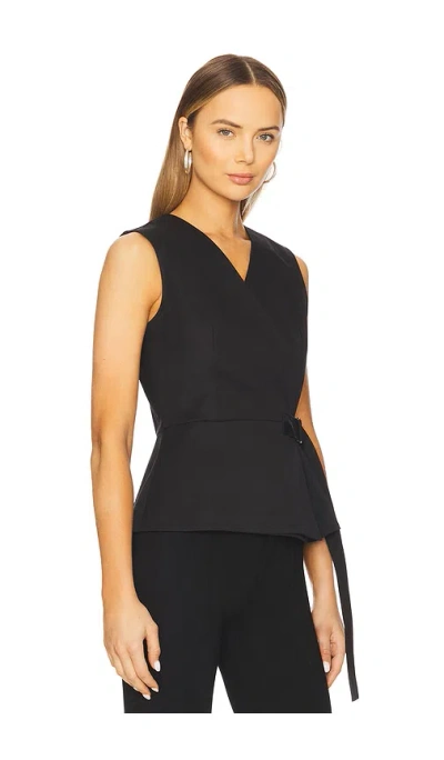 Theory Sleeveless Stretch Cotton Wrap Top In Black