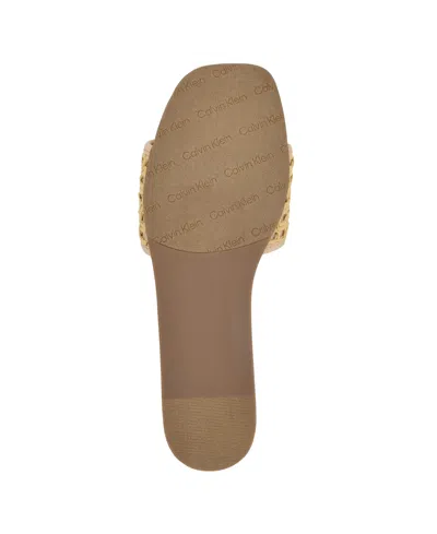 Calvin Klein Women's Yolla Single Band Flat Slip-on Sandals In Light Natural,beige