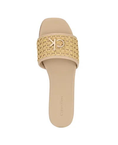 Calvin Klein Women's Yolla Single Band Flat Slip-on Sandals In Light Natural,beige