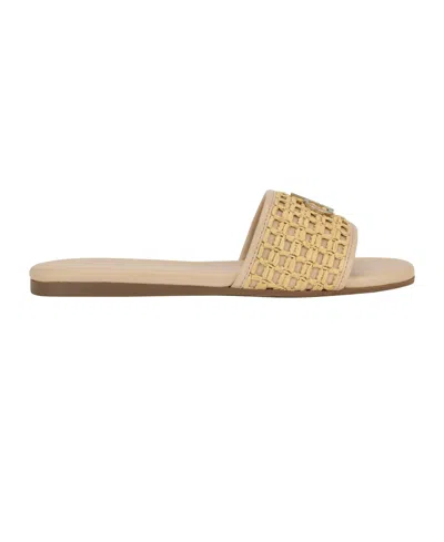 Calvin Klein Women's Yolla Single Band Flat Slip-on Sandals In Light Natural,beige