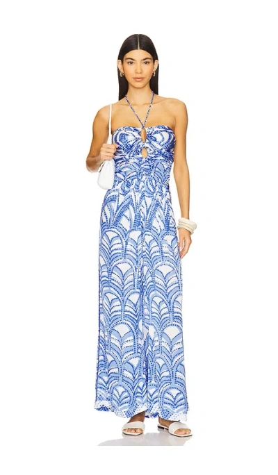Poupette St Barth Claudia Long Jumpsuit Blue Himba
