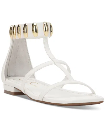Jessica Simpson Women's Elusta Studded Gladiator Sandals In Bright White