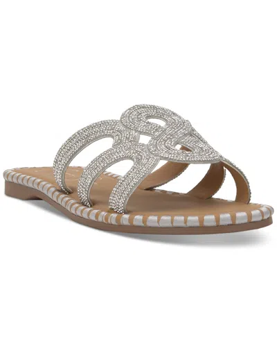 Jessica Simpson Women's Bria Rhinestone Slide Sandals In Silver Rhinestone