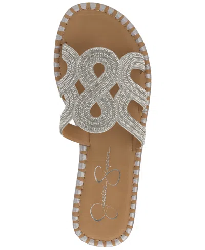 Jessica Simpson Women's Bria Rhinestone Slide Sandals In Silver Rhinestone
