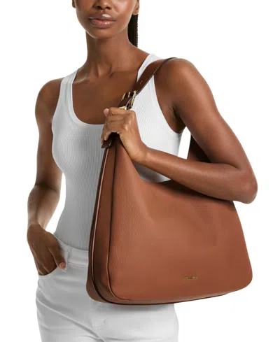 Michael Kors Nolita Large Leather Hobo Shoulder Bag In Luggage