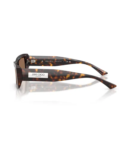 Jimmy Choo Lennon 54mm Polarized Rectangular Sunglasses In Havana