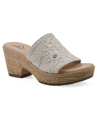 Cliffs By White Mountain Biancia Platform Slide Sandal In Natural White Fabric