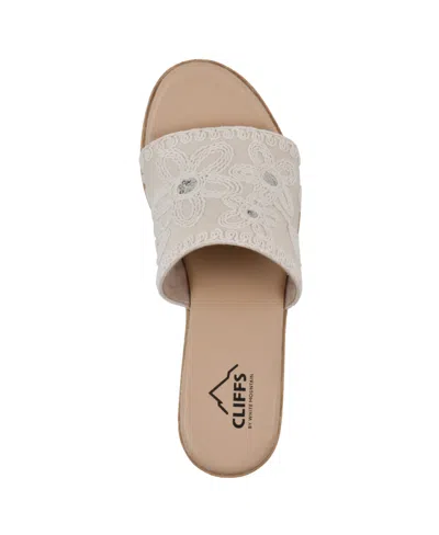 Cliffs By White Mountain Biancia Platform Slide Sandal In Natural White Fabric