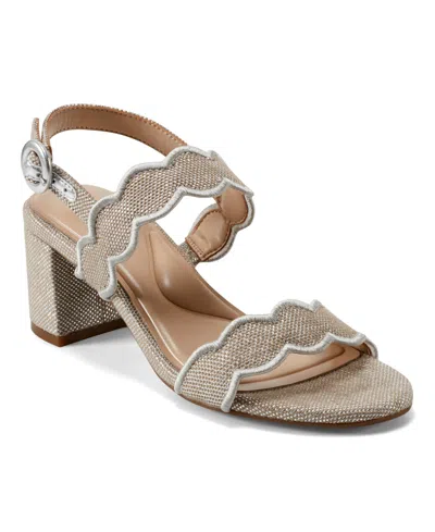 Easy Spirit Women's Daana Block Heel Slingback Sandals In Silver,natural
