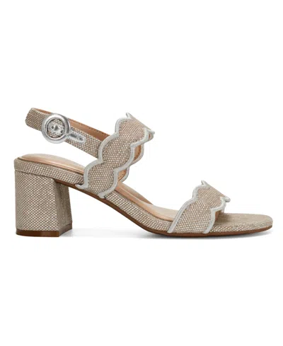 Easy Spirit Women's Daana Block Heel Slingback Sandals In Silver,natural