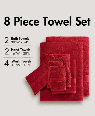 Madison Park Signature Luxury Zero Twist Cotton 8-pc. Bath Towel Set In Bright Red