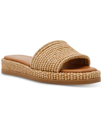 Steve Madden Boardwalk Slide Wonatural Raffia Slip-on Sandal Rhs5789 In Natural Raffia
