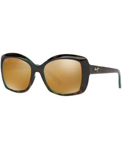 Maui Jim Orchid Polarized Sunglasses , 735 In Tortoise Blue,bronze Mirror Polar