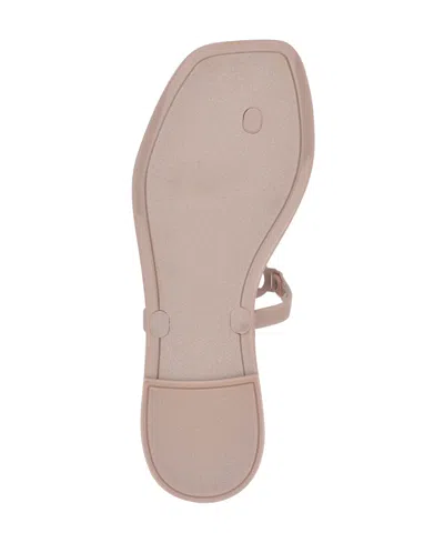 Calvin Klein Women's Edhen Logo T-strap Flat Jelly Sandals In Light Dusty Pink