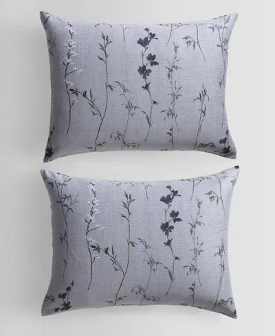 Calvin Klein Washed Percale Cotton Comforter Set In Purple