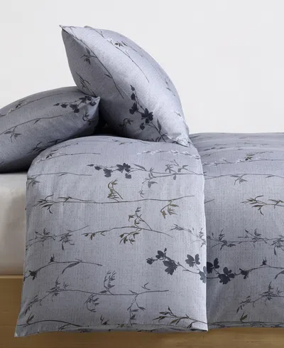 Calvin Klein Washed Percale Cotton Comforter Set In Purple