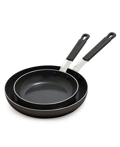 Greenpan X Bobby Flay Nonstick Stainless Steel 8" And 10" Frypan Set In Black