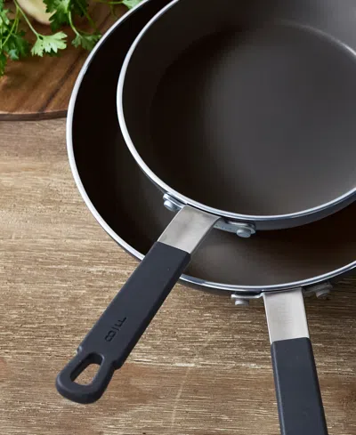 Greenpan X Bobby Flay Nonstick Stainless Steel 8" And 10" Frypan Set In Black