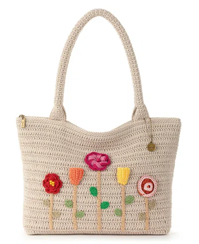 The Sak Classic Crochet Medium Tote Bag In Flower Ecru