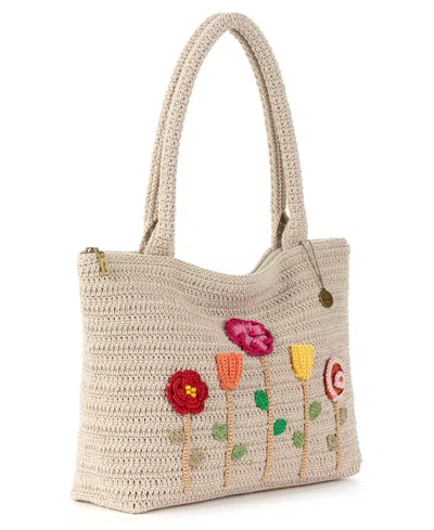 The Sak Classic Crochet Medium Tote Bag In Flower Ecru