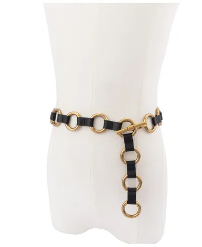 Michael Kors Women's Multi Ring Belt In Black,ant Gold