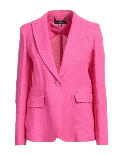 Weekend Max Mara Fuchsia Single-breasted Linen Blazer In Pink