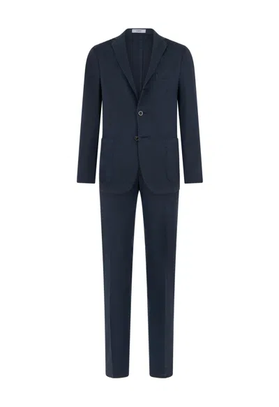 Boglioli Cotton Linen Satin Dover Suit In Blue