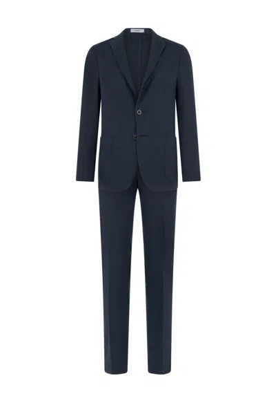 Boglioli Cotton Linen Satin Dover Suit In Blue