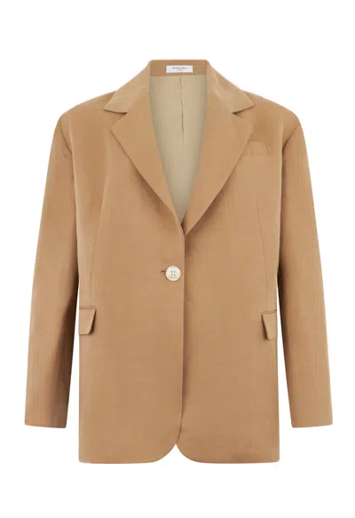 Boglioli Linen Tencel Satin Otta Blazer In Dark Beige