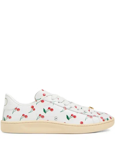 Valentino Royco Sneaker With Cherryfic Pattern In White