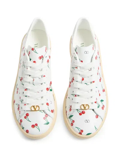 Valentino Royco Sneaker With Cherryfic Pattern In White