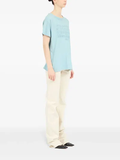 Maison Margiela Logo Print Cotton T Shirt In Blue