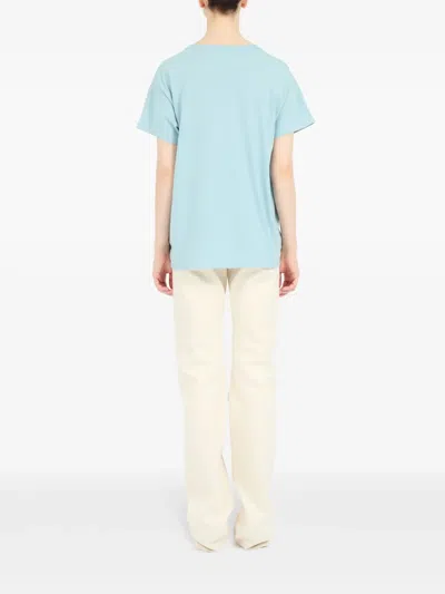 Maison Margiela Logo Print Cotton T Shirt In Blue