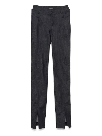 Mugler Indigo Paneled Jeans In Blue