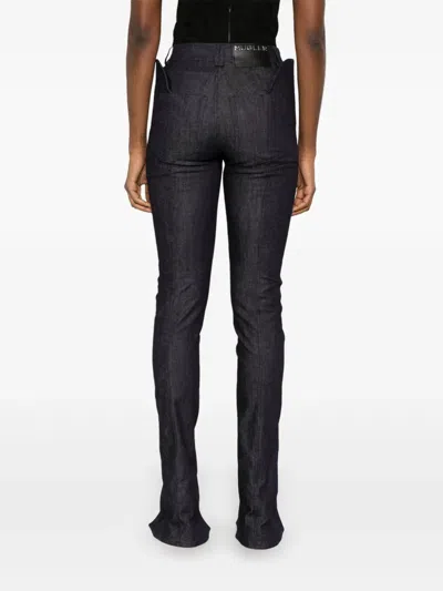 Mugler Indigo Paneled Jeans In Blue
