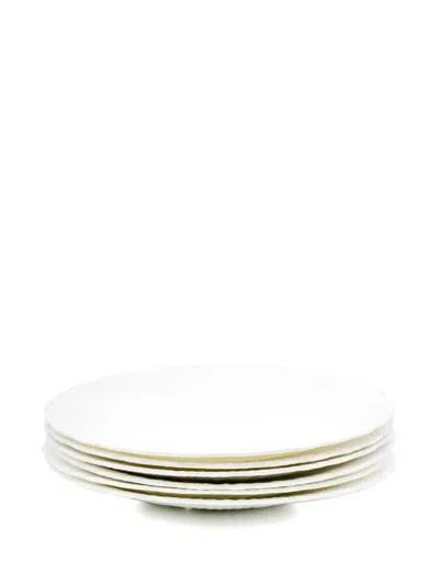 Knindustrie Leaves Plates (set Of Six) In White