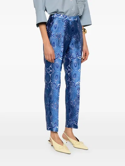 Etro Jacquard-lace Trousers In Blue
