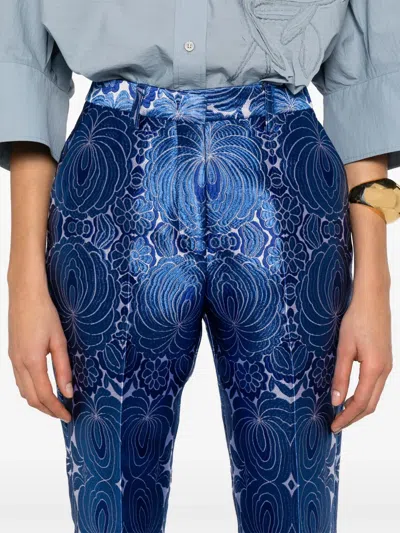 Etro Jacquard-lace Trousers In Blue