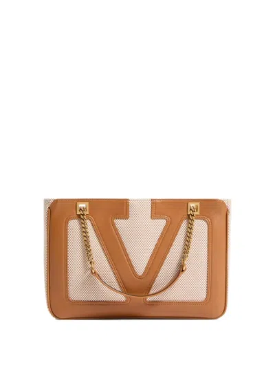 Valentino Small Tote Bag Chain Strap In Brown