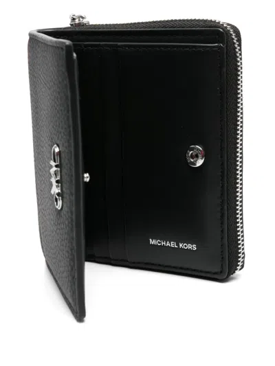 Michael Kors Logo-plaque Wallet In Black