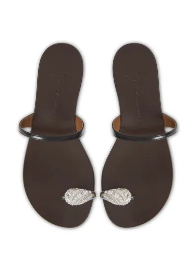 Giuseppe Zanotti Icon Ring Slides In Black